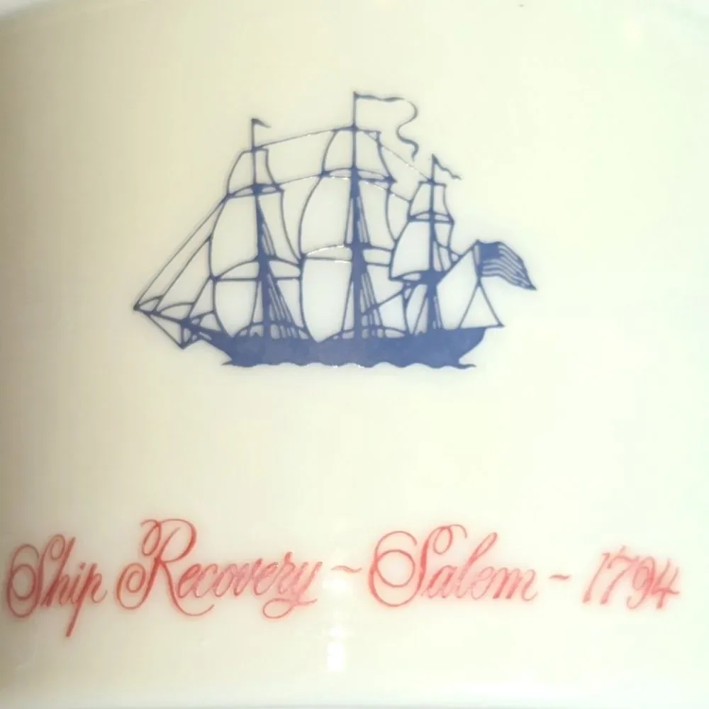 Old Spice VTG Red White Blue Ship Recovery Salem 1974 Shaving Mug 4.5